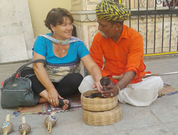 Guest Bruny from Chile with Snake Charmer in Jaipur, India
