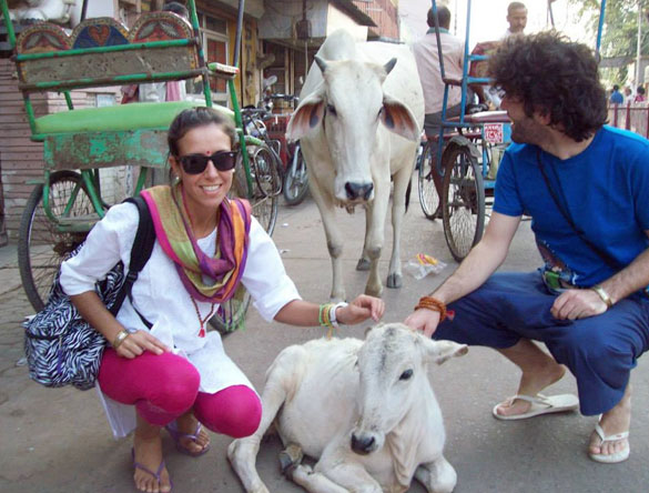 Guests Magali Lhomy and friend during Vrindavan Mathura tour