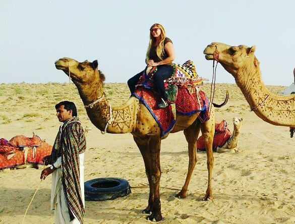 Nidia enjoying Camel ride at Thar Desert Rajasthan