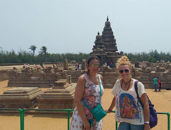 Sara Cobo with Mariana Menendez at Cave Temples of Mahabalipuram